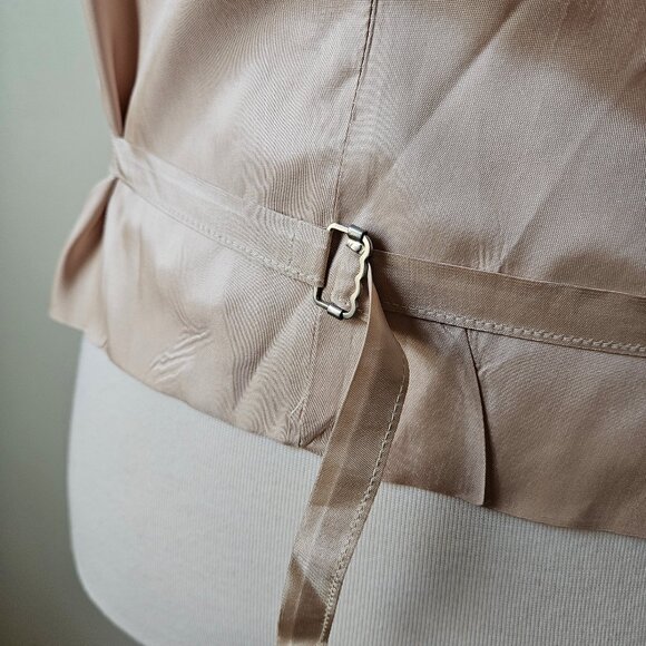 Vintage 70s Mens Brown Striped Shiny Polyester Dress Vest Disco Cinch Medium - Picture 6 of 6